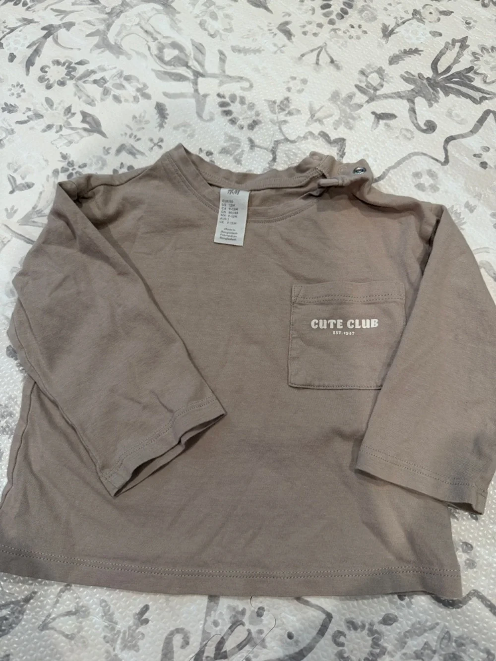 Cute Club Long-Sleeve Pocket Tee - Taupe - Picture 2 of 4